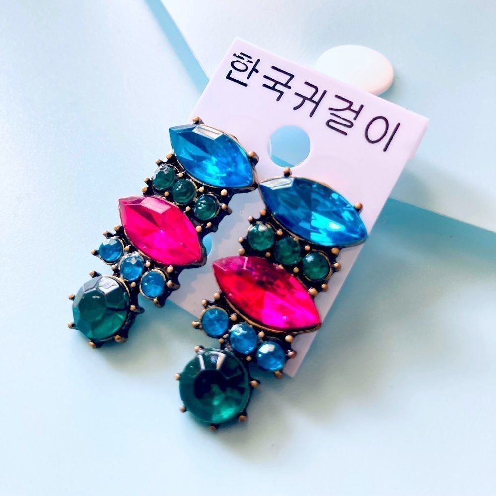 FREE WITH PURCHASE - Korean Fashion Rainbow Rhinestone Earrings